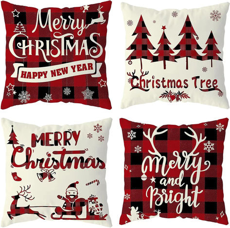 #ad#homedecor#christmas Xmas Throw Pillows, Buffalo Plaid Pillows, Plaid Christmas Decor, Plaid Pillow Covers, Plaid Pillow, Christmas Pillowcases, Christmas Pillows, Holiday Pillows, Throw Pillows Christmas