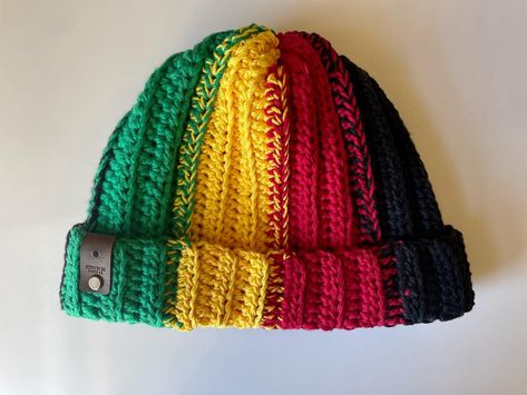 Rasta Beanie with Satin Lining. 💚💛❤️ #stitch26 #stitch26fiberco #crochet #stitchedbyadri #beanies #beanie #crochetaddict Rasta Crochet, Rasta Beanie, African Colors, Rasta Colors, African Fashion Dresses, Jamaica, African Fashion, Crochet Hats, Fashion Dresses