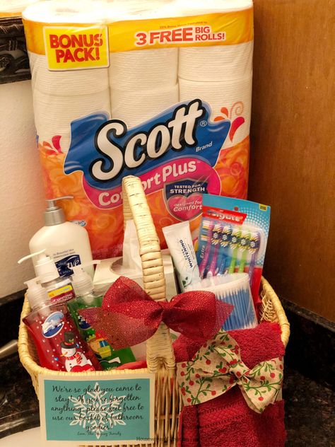 Guest Bathroom Basket, Bathroom Gift Basket, Holiday Jokes, Bathroom Basket, Bathroom Gifts, Christmas Bathroom Decor, Bathroom Baskets, Christmas Bathroom, Christmas Baskets