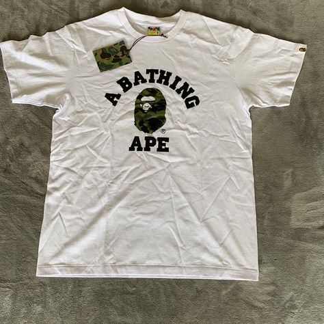 Bape tee. Barely worn. Still got tags. Like new. - Depop Bape Tee Outfit, Bape Tshirt, Bape Tee, Bape Outfits, Bape Men, Bape T Shirt, Bape Shirt, Mens Summer Outfits, Streetstyle Fashion