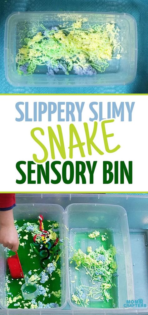 Make a slippery slimy snake sensory bin - the perfect sensory activity for preschoolers! This water play idea is so quick and easy to set up and such a sanity-saver. Reptile Activities, Sensory Activity For Toddlers, Reptiles Activities, Reptile Crafts, Sensory Integration Activities, Body Parts For Kids, Sensory Play Recipes, Sensory Activities For Preschoolers, Rainforest Theme