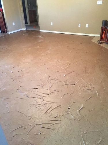 My brown paper bag flooring didn’t dry flat. Why? | Hometalk Paper Bag Flooring Diy, Brown Paper Flooring, Paper Bag Floor, Brown Paper Bag Floor, Paper Flooring, Paper Bag Flooring, Faux Granite, Floor Stain, Brown Paper Bag