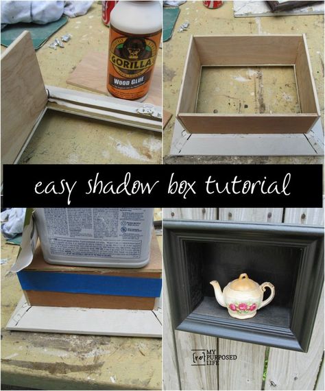 Easy Picture Frame Shadow Box Frame Diy Shadow Box Frame, Shadow Box Kunst, Shadow Box Ideas, Recycling Projects, Repurposing Ideas, Box Project, Diy Shadow Box, Yard Sale Finds, Upcycling Projects