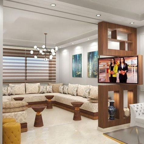 Tv Partition Wall Interior Design, Living Room Divider, Moroccan Living Room, Latest Living Room Designs, تصميم للمنزل العصري, Smart Home Design, Living Room Partition, Living Room Partition Design, Living Room Design Decor