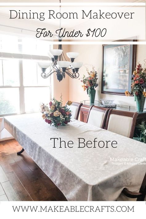 Check out this fun dining room makeover with before and after photos. This dining room makeover was done for under $100! You won't believe how pretty it looks. Click through for all the details. #diningroomdecor #diningroommakeover #diningroomonabudget Popular Dining Room Colors, Fun Dining Room, Beige Dining Room, Dining Room Wall Color, Dining Room Colour Schemes, Dark Dining Room, Dining Room Paint Colors, Dining Room Updates, Scandinavian Home Decor