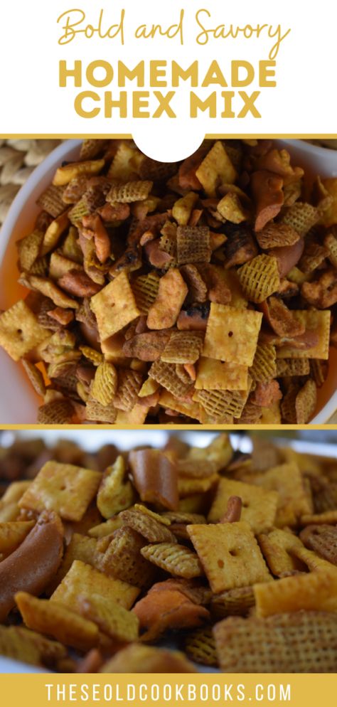 Homemade Chex Mix is a classic holiday party favorite. This classic snack food is a great way to feed a hungry crowd. Try this Chex Mix recipe with bold and savory flavors this season. Bold Chex Mix Recipe Oven, Pub Mix Recipe, Cheddar Chex Mix Recipe, Snack Mix Recipes Savory, Bold Chex Mix Recipe, Chex Cereal Recipes, Savory Chex Mix Recipes, Homemade Chex Mix Recipe, Homemade Chex Mix