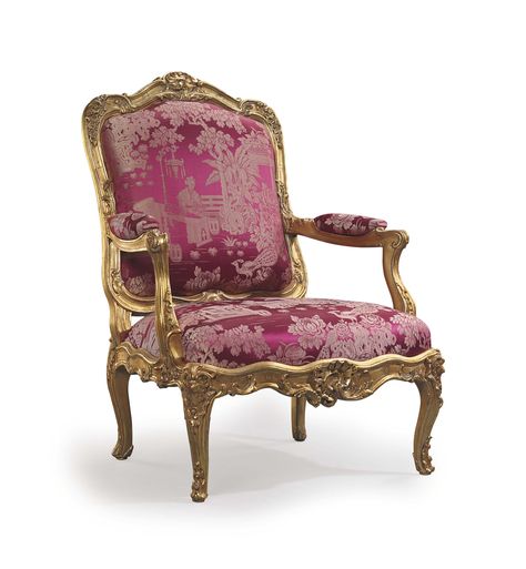 c1735 A LOUIS XV GILTWOOD FAUTEUIL  CIRCA 1735  Price realised  USD 33,750 Rococo Chair, French Arm Chair, French Chairs, Antique Chairs, Custom Made Furniture, Rococo Style, Beautiful Chair, French Furniture, French Decor