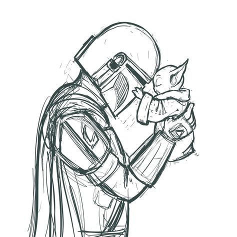 Since apparently my messy Grogu sketches are more popular than my polished pieces, here are some messy sketches of him with his dad .. [5/5] <<< by @sarahluann | tumblr #themandalorian #dindjarin #grogu ... Cute Starwars Drawing, Mandalorian And Grogu Drawing, Mando Grogu Tattoo, Star Wars Tattoo Grogu, Grogu Line Art, Grogu And Mando Tattoo, Mandalorian And Grogu Tattoo, Cute Grogu Drawing, Star Wars Sketch Tattoo