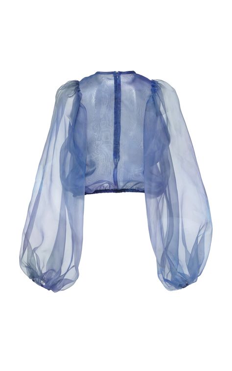 Blue Nebula, Fashion Collection Inspiration, Tulle Blouse, Poet Shirt, Transparent Top, Organza Top, Formal Tops, Organza Sleeves, Sheer Fashion