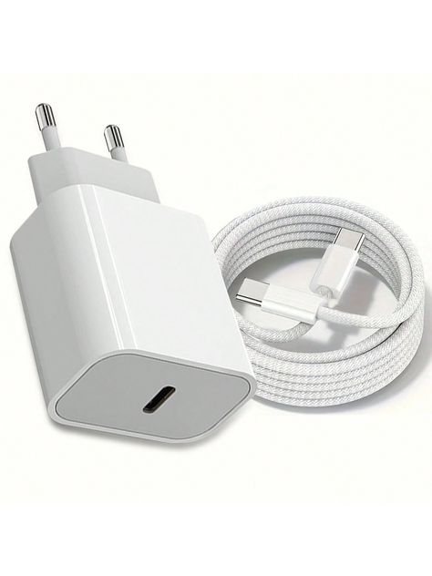 1 pièce Adaptateur de charge rapide USB-C + ensemble câble de charge de type C de 1m pour iPhone15/téléphone portable Android Blanc    TPE  Chargeurs   Chargers, size features are:Bust: ,Length: ,Sleeve Length: Iphone Charger, Wall Charger, Sports Equipment, Cell Phone Accessories, Length Sleeve, Sleeve Length, Iphone