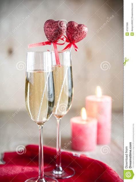 Glasses Of Champagne In Candlelit On St Valentine's Day - Download From Over 54 Million High Quality Stock Photos, Images, Vectors. Sign up for FREE today. Image: 47527986 Valentines Day Champagne, Image St Valentin, Tableware Photography, Wine Photography, St Valentine, Saint Valentine, St Valentin, Business Advertising Design, Morning Wishes