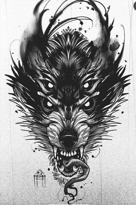 Demon Wolf Tattoo, Hellhound Tattoo, Fenrir Tattoo, Hirsch Tattoo, Demon Wolf, Sketch Style Tattoos, Demon Tattoo, Wolf Tattoo Design, Creepy Tattoos