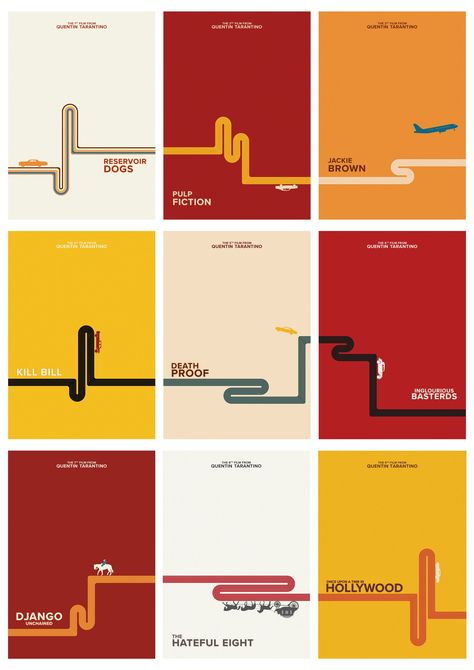 Tarantino Collection // 70s Minimalist Poster // Etsy Minimalist Post Design, List Poster Design, Cool Movie Posters, Minimalist Design Graphic, Film Branding, Cinema Logo, Before After Design, Line Graphic Design, Posters Conception Graphique