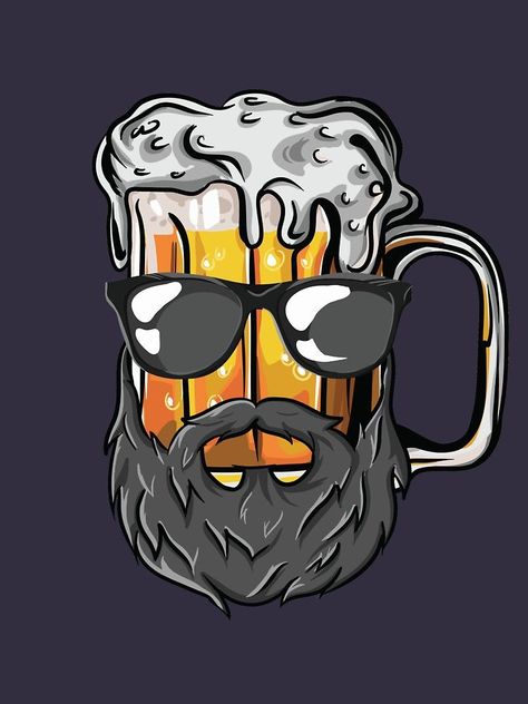 Beard And Glasses, Beer Tattoos, Beer Painting, Malt Beer, Birthday Presents For Mom, Beer Art, Beer Logo, Drinks Alcohol, Presents For Mom