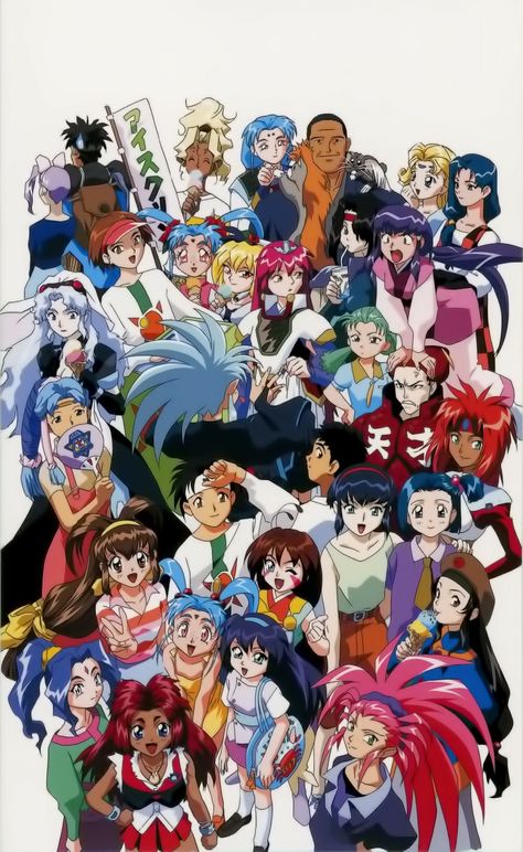 The cast of Tenchi muyo and more Anime by AIC Tenchi Universe, Tenchi Muyo, Animation Cel, Band Kid, Childhood Movies, 90s Anime, Anime Aesthetic, Anime Sketch, The Cast