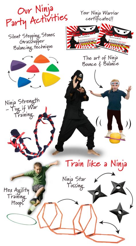 Kids Party Entertainers Auckland - For Boys and Girls of all ages. Ninja Party Ideas Decoration, Ninja Themed Birthday Party Games, Ninja Party Activities, Ninja Training For Kids, Spy Ninja Birthday Party Ideas, Ninja Activities For Kids, Ninja Go Party Ideas, Ninja Party Games, Ninja Games For Kids