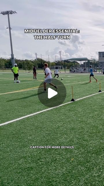 Elite Soccer School on Instagram: "As a midfielder, working on half turns is essential to helping your team progress plays. For example, checking in receiving from a center back, then turning  and playing a winger. That’s where this turn becomes so crucial for a midfielder to have in their locker. 💼  Main focuses of this drill: checking your shoulder, opening hips to receive, allowing the ball to finish in front and not under. ✅  #soccer #soccertips #playsoccer #futbol #coachingtips #playsoccer #tips #messi   Do you use this turn?" Midfielder Soccer, Soccer School, Soccer Drills, Soccer Tips, Speed Training, Play Soccer, Spring 2024, Turning, Coaching