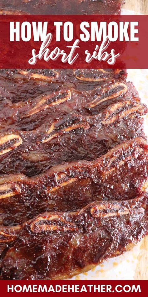 Short Ribs On The Smoker, Short Ribs On Smoker, Smoked Beef Short Ribs Traeger, Smoked Pork Short Ribs, Beef Short Rib Smoker Recipes, Smoked Short Ribs Recipe, Smoked Short Ribs Beef, Short Ribs Smoker, Beef Short Ribs Smoker Recipe