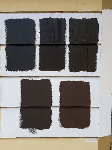 Our Top Dark Brown Exterior Paint Colors for our Dutch Colonial — Salt & Rook Dark Brown Exterior Paint, Brown Exterior Paint Colors For House, Dark Brown Exterior House Colors, Brown Exterior Paint, Outdoor Wood Paint, Dark Brown House, Brown Exterior House Colors, Brown House Exterior, Stucco House Colors