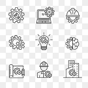 engineering,engineer,gear,settings,industrial,factory,cog,icon,vector,set,symbol,sign,isolated,data,idea,web,development,innovation,concept,technician,linear,process,electronic,design,outline,computer,line,production,line vector,gear vector,computer vector,web vector,sign vector,black vector,factory vector Engineering Symbols, Electronics Store Design, Graphic Icons, Lean Manufacturing, Industrial Engineering, Industrial Factory, Location Icon, Glyph Icon, Business Icon