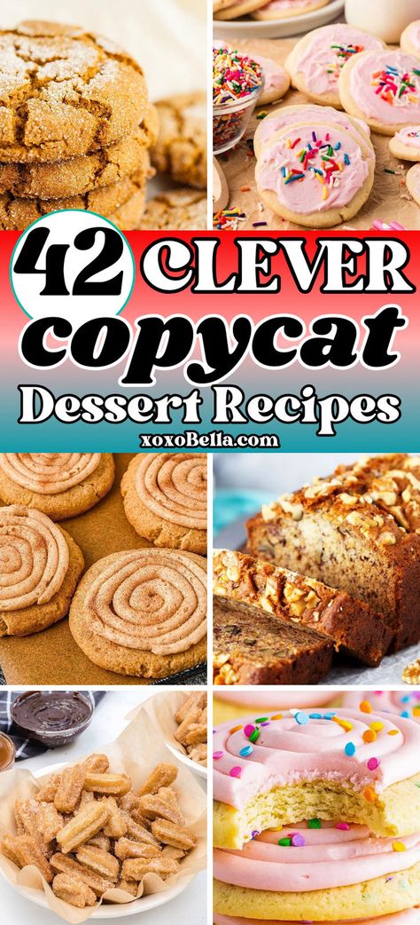 Easy copycat desserts Copycat Desserts, Lofthouse Cookie Recipe, Dessert Restaurants, The Best Desserts, Copycat Starbucks Recipes, Copycat Restaurant Recipes, Best Desserts, Favorite Dessert, Scrumptious Desserts