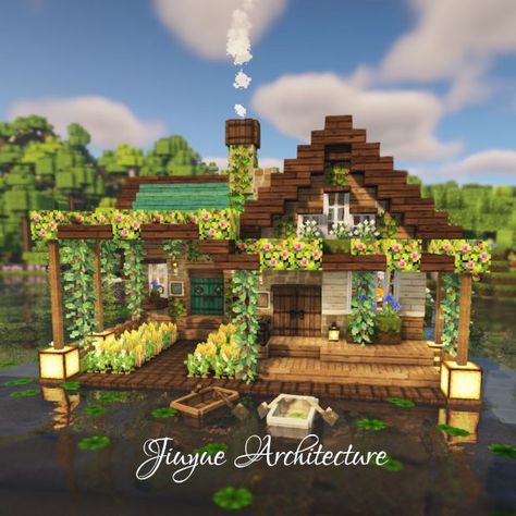 Floating Cottage, Minecraft Beach House, Minecraft Kingdom, Cottage Minecraft, Minecraft Welten, Case Minecraft, Minecraft Houses Survival, Rumah Minecraft Sederhana, Minecraft Houses Blueprints