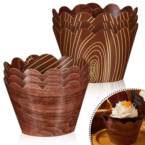 PRICES MAY VARY. What you will receive: the package comes with 60 pieces of wood grain cupcake wrappers, printed on both sides, with water based layers, enough quantity to meet your various needs of party use Chic design: natural wood grain textures on surfaces, designed in brown, full of wild and natural touch, making your cupcakes more gorgeous and personalized Easy to assemble: the paper cupcake wrappers adopt flat packaging, will not occupy much space, easy to store, you can assemble them wh Woodsy Baby Showers, Animal Party Decorations, Rustic Cupcakes, Camp Party, Woodland Baby Shower Decorations, Large Cupcake, Cake Wraps, Animal Cupcakes, Woodsy Wedding