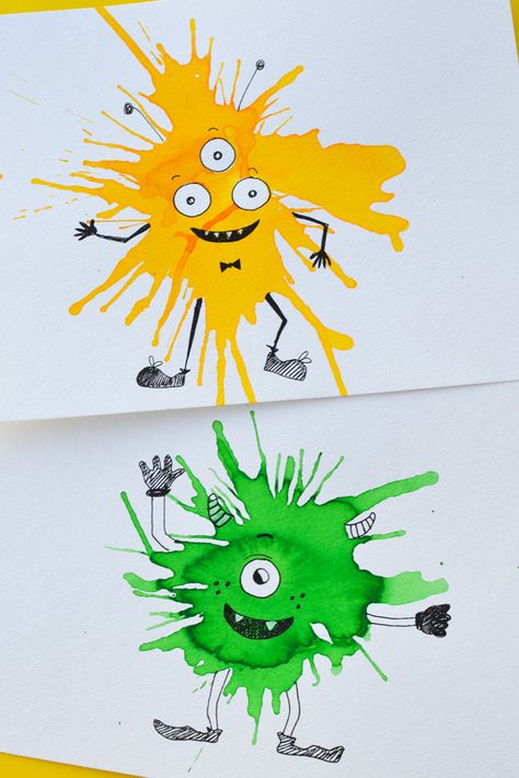 Art With Straws, Blow Art, Painting Crafts For Kids, Friendly Monster, Blow Paint, Straw Art, Halloween Infantil, Monster Craft, Bathroom Remodel Designs