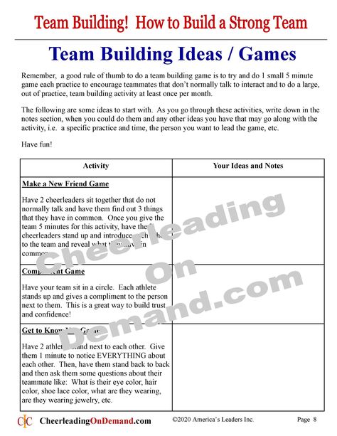 Cheer Team Bonding Activities, Cheerleading Skills, Team Bonding Activities, Step Team, Mom Checklist, Cheerleading Team, Cheer Practice, Team Building Games, Team Activities