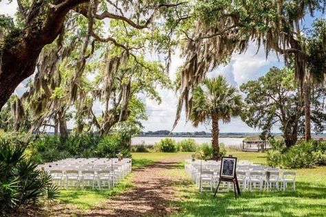 Looking for a gorgeous wedding venue near Atlanta? Find a charming coastal B&B, a turn-of-the-century mill, a serene country estate, and more! See prices! Venue Pictured: Captain's Bluff St. Simons, GA Spanish Style Mansion, Ga Wedding Venues, Lowndes Grove Wedding, Saint Simons Island, Wooded Landscaping, Georgia Wedding Venues, Sea Resort, St Simons Island, St Simons