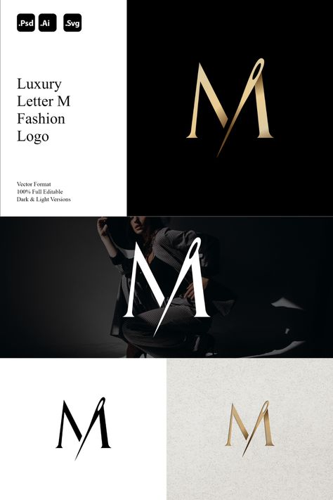 Luxury Letter M Fashion Logo Ideal for: - Premium Fashion Brands - Luxury Boutiques - Sophisticated Apparel You'll receive: - 100% Resizable vector logo - Customizable colors - AI, PSD & SVG files For support and customization, contact us. Elevate your fashion brand with our Luxury Letter M Fashion Logo today. Fashion Design Logo Ideas Creative, Logo Design Ideas Fashion Clothing, Fashion Brand Logo Ideas, M Letter Logo, Clothing Brand Logo Design, Clothing Logo Design, Letter M Logo, Clothing Brand Logos, Fashion Logo Branding