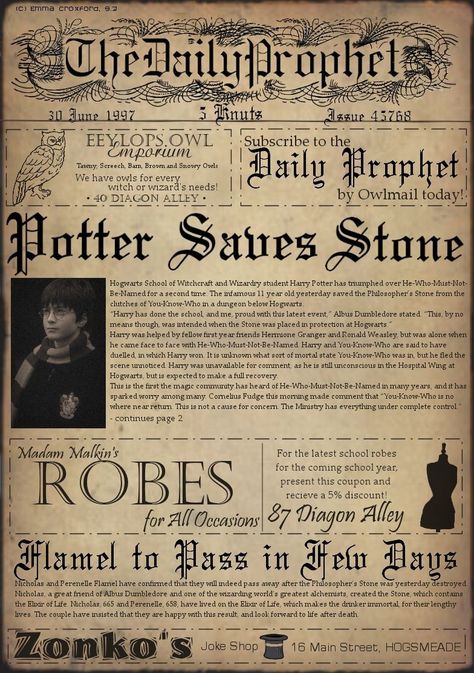 New paper Poster printable Harry Potter Harry Potter Newspaper, Photo Harry Potter, Poster Harry Potter, Harry Potter Scrapbook, Classe Harry Potter, Imprimibles Harry Potter, Daily Prophet, Harry Potter Classroom, Harry Potter Printables