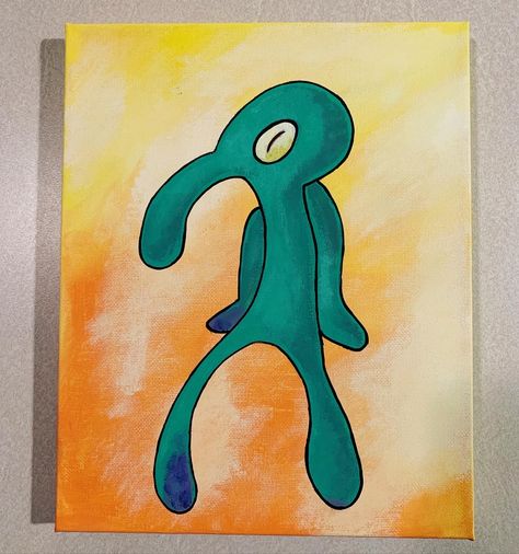 Bold And Brash Squidward Painting, Squidward Painting On Canvas, Handsome Squidward Painting, Spongebob Canvas Art, Spongebob Painting Canvases, Squidward Art, Squidward Painting, Spongebob Painting Ideas, Dorm Paintings