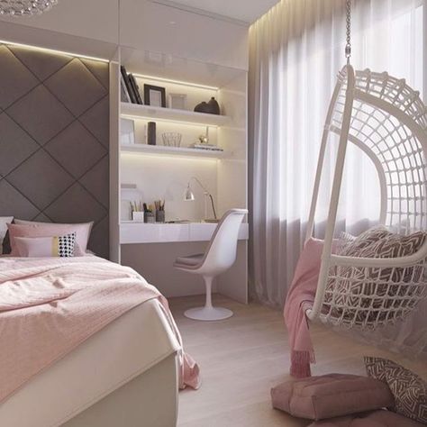 Teenage Girl Room, Bilik Idaman, Girl Bedroom Designs, Teen Bedroom Decor, Girl Bedroom Decor, Bedroom Loft, Design Girl, Bedroom Designs