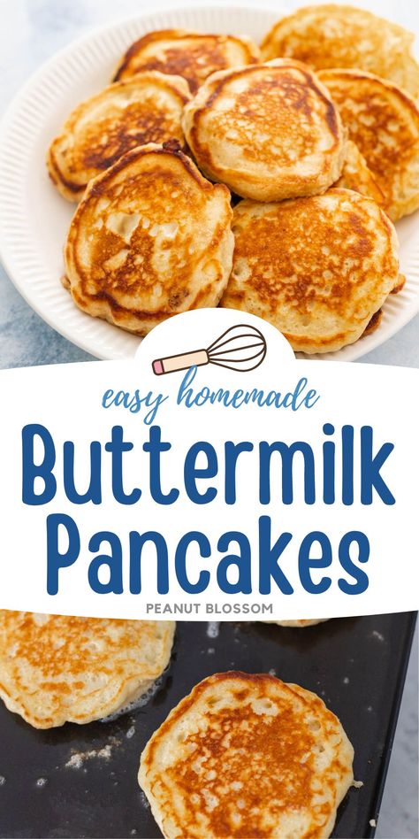 Deliciously golden and crispy, these fluffy buttermilk pancakes can be made in a big batch for the freezer and then reheated for a busy morning breakfast. Or griddle up a batch and keep them warm in the oven to serve family style for a delicious family breakfast on the weekend. Make Ahead Pancakes, Buttermilk Pancakes From Scratch, Busy Morning Breakfast, Homemade Buttermilk Pancakes, Homemade Pancakes Fluffy, Fluffy Buttermilk Pancakes, Crispy Pancakes, Best Frozen Meals, Peanut Gallery