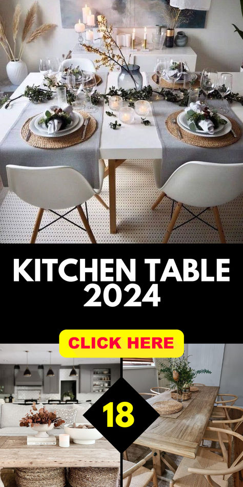 Explore the latest trends in kitchen table design for 2024. Find inspiration for your dining space with ideas that showcase the perfect blend of functionality and aesthetic appeal. Kitchen Table Design, Latest Dining Table Designs, Table Trends, Latest Dining Table, Everyday Centerpiece, Dining Room Trends, Ideas For Small Kitchens, Aesthetic Styles, Creative Centerpieces