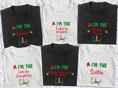 Elf Matching Shirts,Custom the Elf Tshirt,PJS for family and Dog,Elf Family Tee,Christmas group tee,Holiday Party,Personalized Sweatshirt Elf Christmas Shirt Ideas, Elf Shirts, Personalized Elf, Elf Family, Elf Design, Elf T Shirt, Elf Shirt, Christmas Vinyl, Gildan Sweatshirt