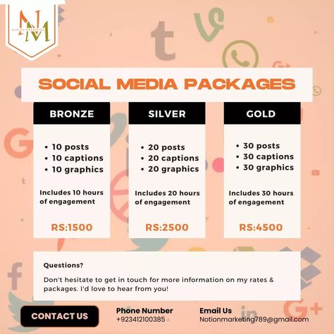 Unlock stress-free social media management with our Bronze, Silver, or Gold packages! Get a full month of expert social media services for a one-time cost. Let Notion Marketing handle your marketing while you focus on your business – we’re the best in town! For More Information ✍ 📲 +92 341 2100385 📩 notionmarketing789@gmail.com #socialmediapackages #marketingmadeeasy #bronzesilvergold #monthlymarketing #socialmediamanagement #bestmarketingdeals #digitalmarketingpro #brandexpansion #digit... What Is Social Media Management, Social Media Manager Service Packages, Social Media Packages Pricing, Social Media Management Packages, Service Packages, Social Media Packages, Social Media Management Services, Future Job, Christmas Promotion