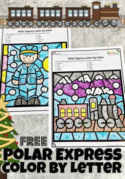 Kids will get excited to practice their letter recognition skills during December with this super cute, Free Polar Express worksheets! This Color by Letter is perfect for toddler, preschool, pre-k, kindergarten, and first grade students. These Polar Express Color by Letter will help to work on student’s letters and colors while still having fun learning. Polar Express Worksheets, Christmas Sight Word Activities, Polar Express Crafts, Polar Express Activities, Color By Letter, Polar Express Tickets, Christmas Science Activities, Polar Express Christmas Party, Letter Learning Activities