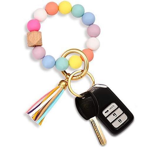 Return Policy Fast Delivery Trusted seller Silicone Key Ring Bracelet Beaded Wrislet Keychain Portable House Car Keys Ring Holder Product Description Silicone Imported ღ Trendy Functional Wristlet Keychain: Raise your hand if you are tired of searching in your purse for your keys! Or if you hate the juggle of your keys being in the wrong pocket and your hands are full! Is your hand up? Mine too! These silicone bangle key rings are saving me headaches & eliminating the juggle! ღ High Quality Silicone Bead Key Rings: The key chain is made of high quality, non-toxic, BPA free silicone beads in 15mm. Attached to a metal ring to easily attach to your keys. Our fashionable wristlet is designed to easily slip onto your wrist, and with the perfect size(diameter: approx. 3.2inch) that it will stay Silicone Bead Keychain, Key Ring Bracelet, Keychain Bracelet, Bead Keychain, Key Ring Holder, Car Key Ring, Portable House, Wooden Bracelet, Wristlet Keychain