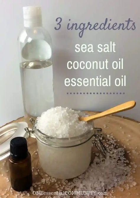 Coconut Salt Scrub Joululahjat Diy, Salt Scrub Diy, Sandwich Vegetarian, Salt Scrub Recipe, Infused Waters, Scrub Diy, Homemade Essential Oils, Rosemary Lavender, Body Scrub Recipe