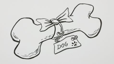 Drawing Ideas Easy Dog, Bone Doodle, Comic Video, Comic Doodle, Dog Doodles, Paint Eyes, Bone Drawing, Draw A Dog, Pet Cafe