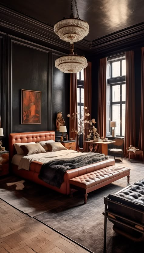 Masculine Bedroom Decor, Elegant Bedroom Design, Simple Bed Designs, Best Bedroom Colors, Double Bed Designs, Bed Interior, Masculine Bedroom, Wooden Bed Design, Modern Luxury Bedroom