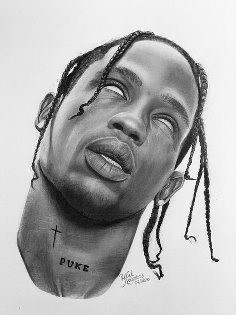 Travis Scott Drawing, Travis Scott Art, Portrait Realistic, Badass Drawings, Rapper Art, Drawing People Faces, Indie Drawings, Portraiture Drawing, Graffiti Style Art