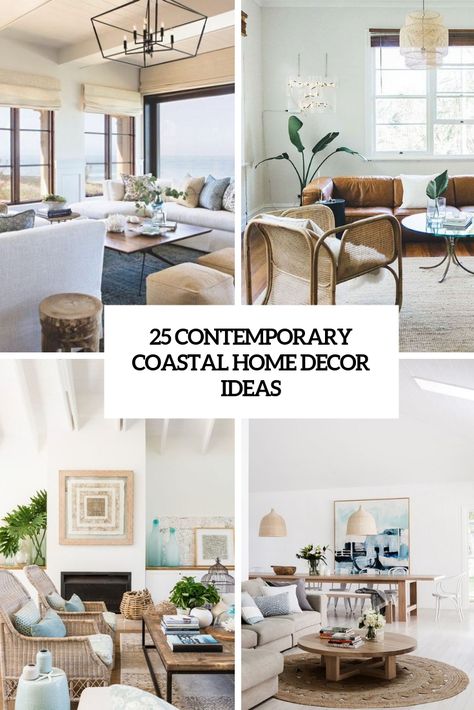 25 Contemporary Coastal Home Decor Ideas Miami Coastal Decor, Coastal Chic Design, Mcm Coastal Decor, Mid Century Mod Coastal, Coastal Minimalist Decor Living Room, Upscale Coastal Decor, Coastal Design With Dark Wood, Beach Contemporary Decor, Coastal Contemporary Interior Design