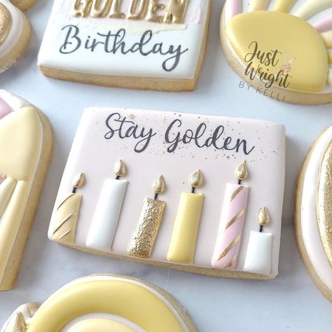 Golden One Birthday Girl, First Birthday Golden Birthday, You’re So Golden Birthday, Golden 1st Birthday Girl, Girls Golden Birthday Ideas, Golden First Birthday Girl, Sweet 16 Golden Birthday Ideas, Kids Golden Birthday Ideas, Golden Birthday Cookies