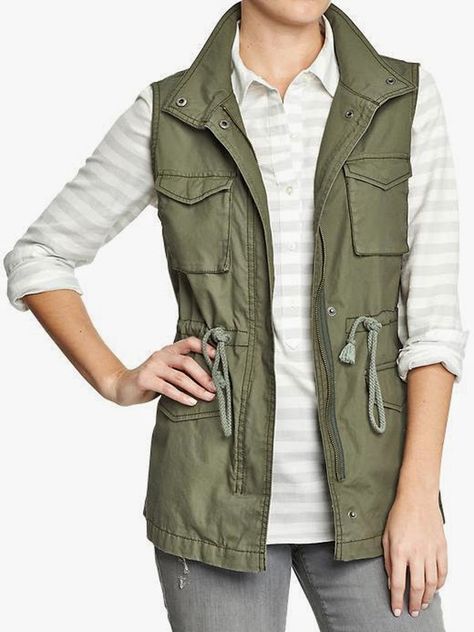 Need It Now: Army Green Canvas Vest Green Vest Outfit, Army Green Vest, Canvas Vest, Sister Missionary, Cargo Vest, Utility Vest, Green Vest, Taichung, Style Cargo