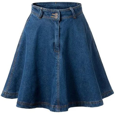 Deep Blue Flare High Waist Denim Skirt ($30) ❤ liked on Polyvore featuring skirts, bottoms, denim flare skirt, high rise skirts, high waisted flared skirts, high-waisted skirts and flare skirt Jean Skirt Fashion, High Waist Denim Skirt, Flared Denim Skirt, Pleated Denim Skirt, Denim Skirts Knee Length, High Waisted Denim Skirt, Denim Skirt Outfits, Blue Denim Skirt, High Waist Denim