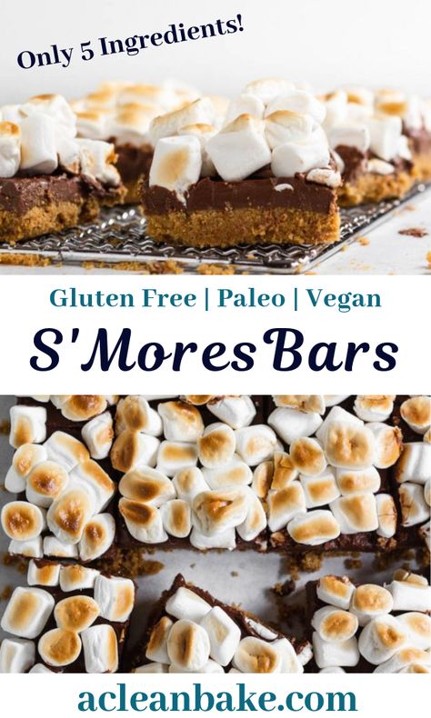 Paleo Smores, Nutty Desserts, Camping In The Backyard, Smores Bars, Bars Gluten Free, Smores Bar, Its The Weekend, Smore Recipes, Patisserie Sans Gluten