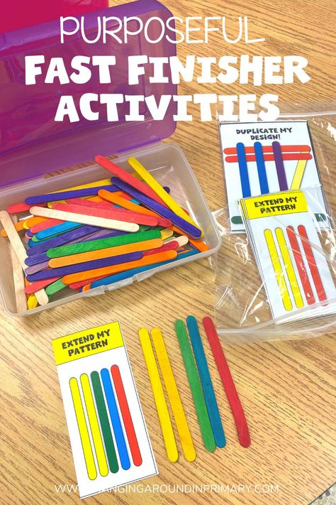 Activities For When Students Finish Work, Fast Finisher Activities Preschool, Early Finishers Preschool, Kindergarten Early Finisher Bins, Elementary Early Finishers, Enrichment For Kindergarten, Early Finishers Kindergarten Free, Activities For Students Who Finish Early, Activities For Fast Finishers